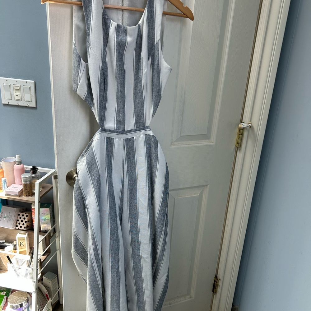 Elegant Striped Gray Wide Leg Jumper